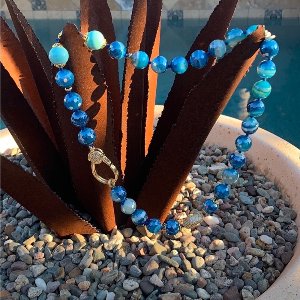 Lapis baroque cultured Tahitian pearl necklace